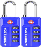 SURE LOCK TSA Approved 4-Digit Resettable Combination Luggage Locks by LOCKDEPOT