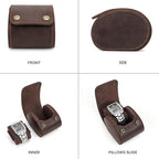 Leather Single Watch Case, Genuine Leather Vintage Watch Roll Travel Case - Image 3