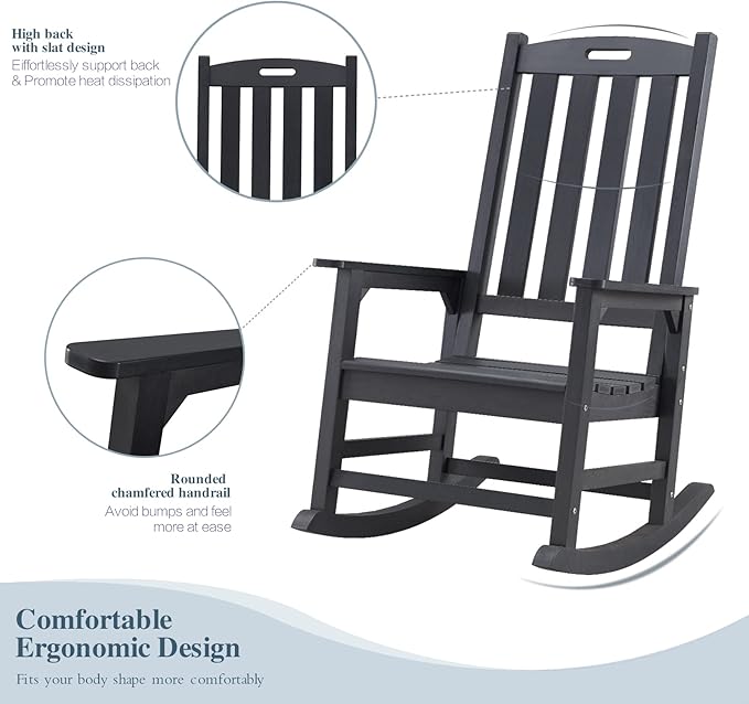 Psilvam Oversized Outdoor Rocking Chair, - Image 4