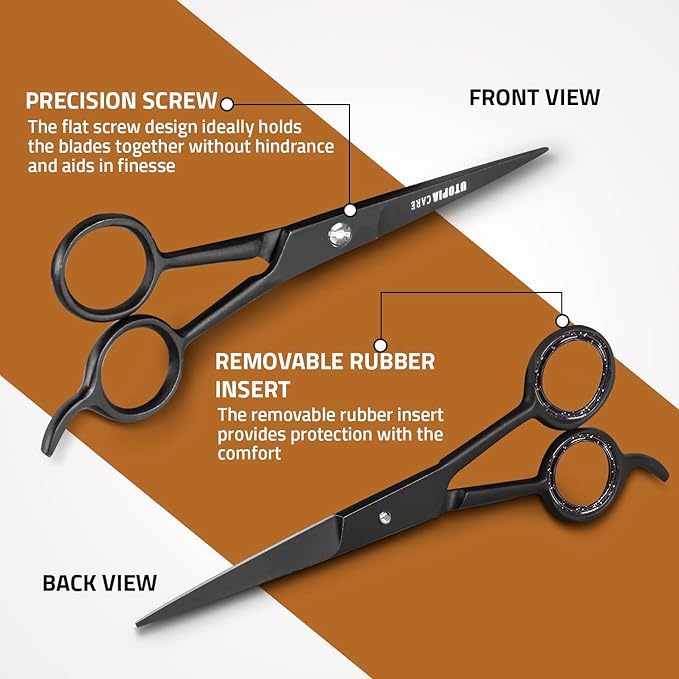 Utopia Care Hair Cutting and Hairdressing Scissors 6.5 Inch, Premium Stainless Steel shears with smooth Razor & Sharp Edge Blades, for Salons, Professional Barbers, Black
