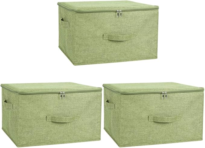 ANMINY 3PCS Storage Bins with Zipper Lids 36 Qt Lidded Fabric Storage Boxes by ANMINY