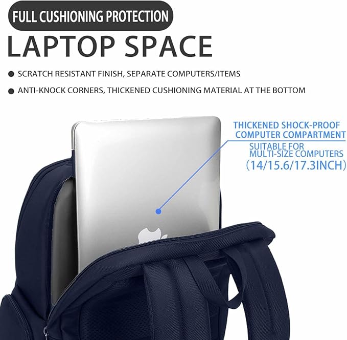 Multi-Functional Travel Laptop Backpack, Water-Resistant Large Capacity Bookbag - Image 3