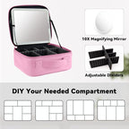 Travel Makeup Bag with LED Mirror and 10x magnifying glass with 3 Lighted - Image 4