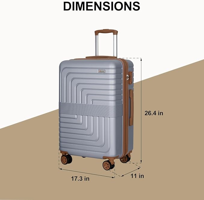 Romswi Expandable 24" Checked Luggage, Medium Hardshell Suitcase - Image 8