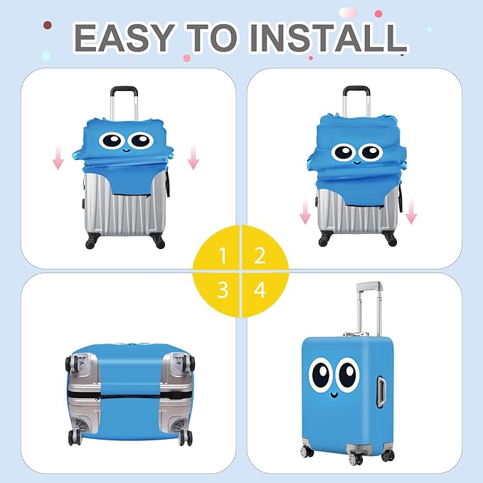 ANNA QUEEN Cute Smiley Face Luggage Cover, Stretchable, Washable Travel Cover - Image 5