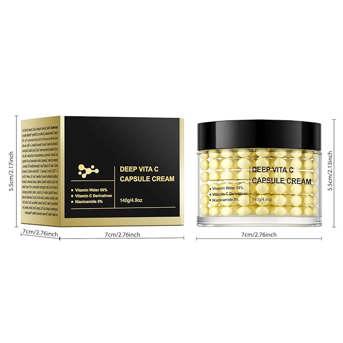 Deep Vitamin C Capsule Face Cream,Moisturizer Capsule Facial Cream,Hydrating Night Face Cream Skincare 4.9 OZ