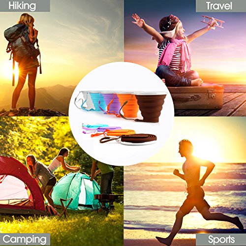 Silicone Collapsible Travel Cup (4 Pack-Orange-Blue-Coffee-Purple)