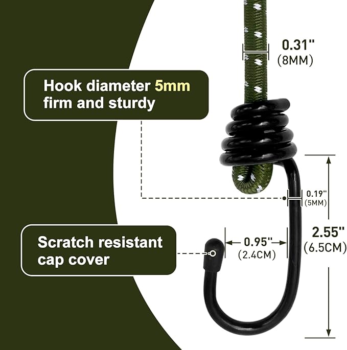 Bungee Cord Luggage Cord Resilience 18 Inch 4 Pieces - Image 3