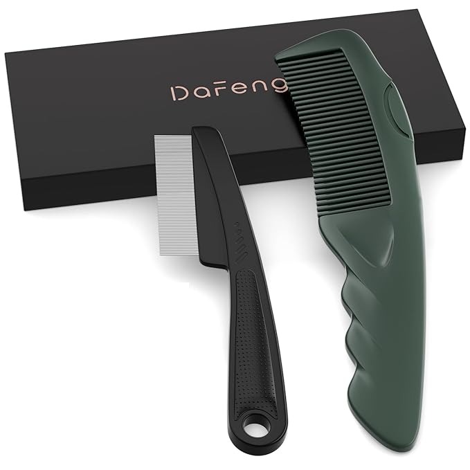2PC Dandruff Comb Fine Tooth Scalp Detox Comb Lice Stainless Steel Scalp Detoxing Hair Brush Tool Hair Care for Women, Men & Kids (Green)