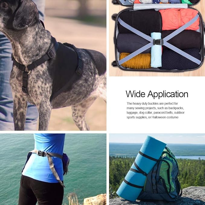 YGDZ 1 Inch Plastic Buckles, 80 Side Release Strap Buckles and Slides Parachute - Image 6