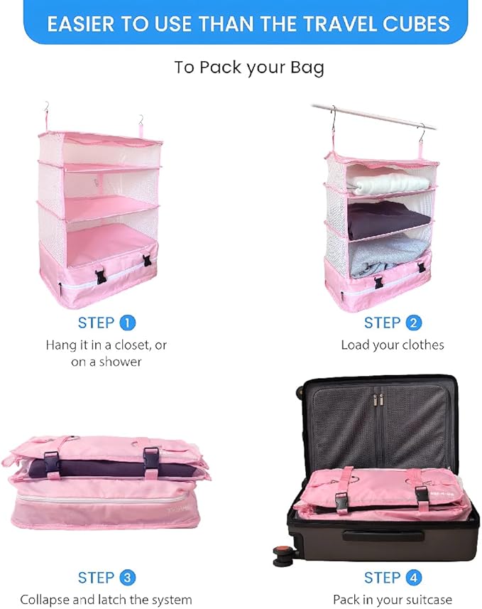 Grand Fusion Stow-N-Go Travel Luggage Organizer – Portable Hanging Travel - Image 6