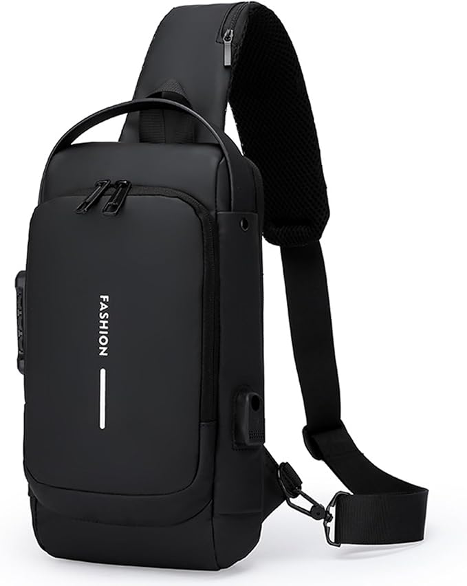 Sling Bag for Men Anti-theft USB Crossbody Shoulder Backpack Purse Waterproof by ISDULA