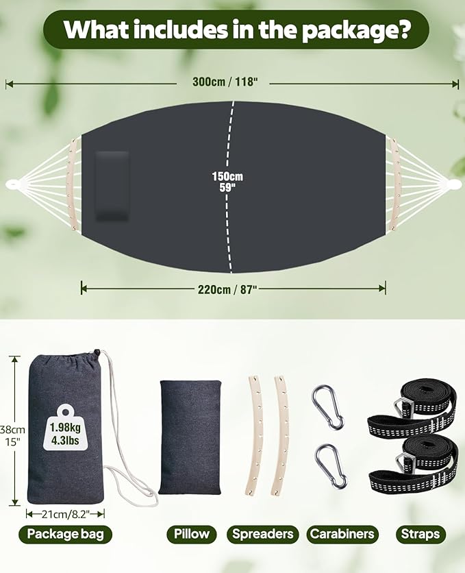 Chihee Cotton Hammock Large Soft Breathable Camping Hammock Holds Up to 660lbs - Image 4