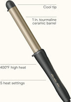 INFINITIPRO BY CONAIR Tourmaline Ceramic 1-Inch Curling Wand, 1-Inch Barrel Produces Flawless Waves, Hair Wand for Use on Short, Medium, and Long Hair, Dark Grey