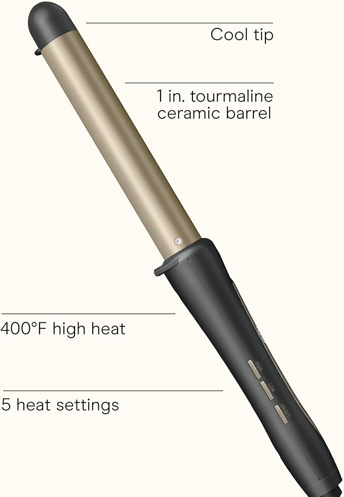 INFINITIPRO BY CONAIR Tourmaline Ceramic 1-Inch Curling Wand, 1-Inch Barrel Produces Flawless Waves, Hair Wand for Use on Short, Medium, and Long Hair, Dark Grey