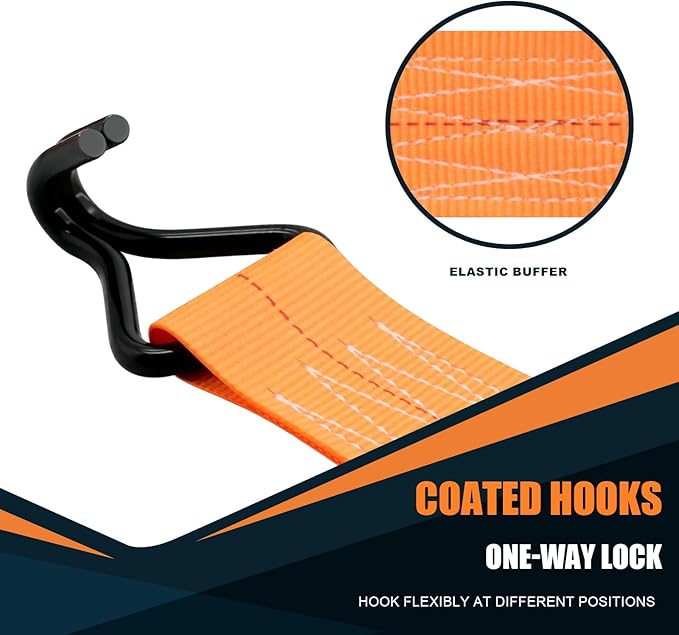 6 Pack 2 inch Ratchet Straps Heavy Duty J Hook 2 in x 15ft - Image 4