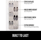 GORILLA GRIP Over the Door Shoe Organizer, 24 Large Breathable Mesh Pockets - Image 2