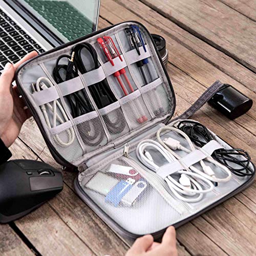 Travel Electronics Organizer Portable Cable Organizer Bag for Storage Electronic Accessories Case for Cord (Grey2)