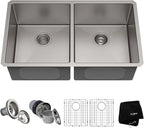 KRAUS Standart Pro 33 -inch Undermount 50/50 Double Bowl 16 Gauge Stainless by KRAUS