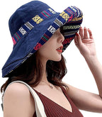 Women Wide Brim Sun Hats Metal Wired Edge Summer UV Protection Beach Fishing Hat by HUAMULAN
