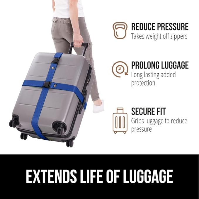 GORILLA GRIP Heavy Duty 4 Pack Adjustable Luggage Straps - Image 5