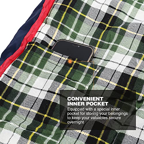Outdoors Cotton Flannel Sleeping Bag for Camping Backpacking (Green Plaid with 2lbs Filling)