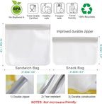 SPLF 10 Pack Reusable Sandwich Bags Dishwasher Safe, Reusable Quart Freezer Bags - Image 3