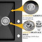 Black Kitchen Sink, Stainless Steel Topmount Bar Sink 22x18x9 Inch Single Bowl - Image 4