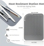 Flat Iron Heat Resistant Silicone Mat for Curling Iron, Hair Straightener Pad, Sleeve, Travel Case and Other Styling Tools, for Counter, 9 x 6.5 in, Gray