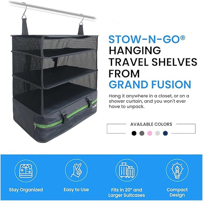 Stow-N-Go Portable Hanging Travel Shelves, Packing Organizer - Image 9