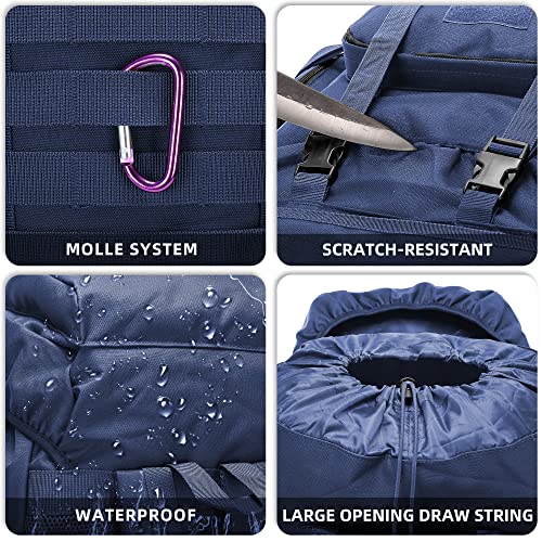 70L Camping Hiking Military Tactical Backpack Outdoor Water (Blue)