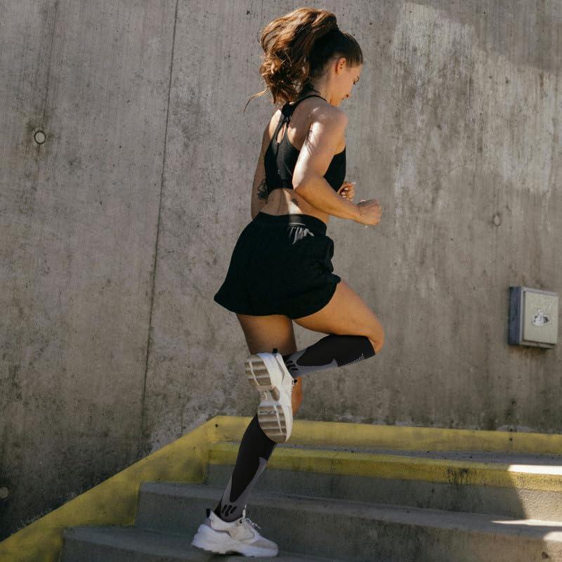 Women Compression Socks 3Pcs (XL/XXL / 01 Black | Black | White)