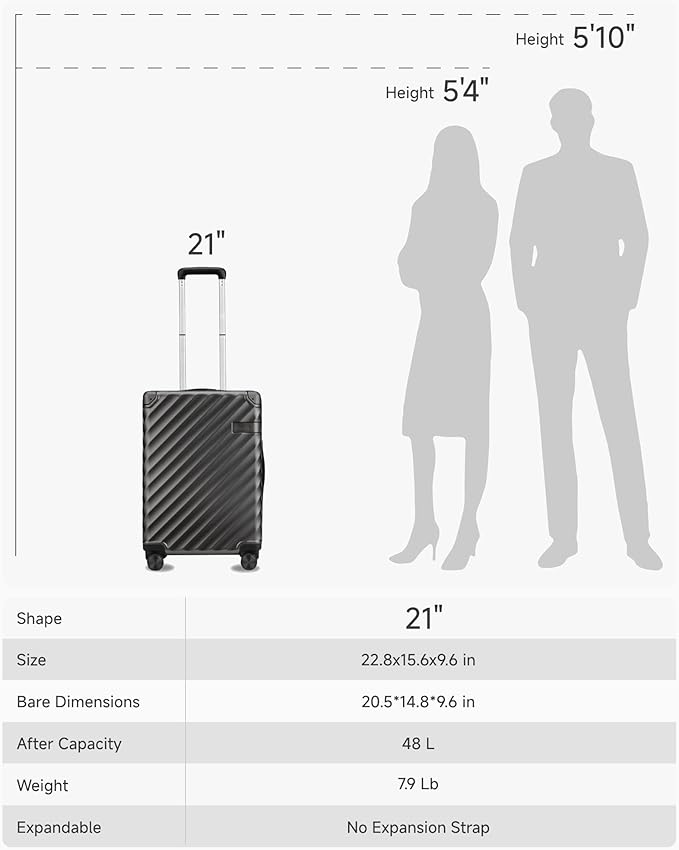 LUGGEX Luggage with Spinner Wheels, Polycarbonate Hard Shell Suitcase, Carry On - Image 9