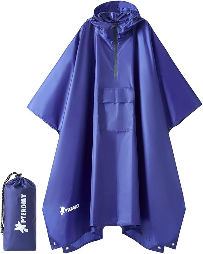 PTEROMY Hooded Rain Poncho for Adult by PTEROMY