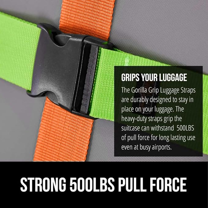 GORILLA GRIP Heavy Duty 4 Pack Adjustable Luggage Straps - Image 3
