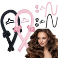 GADZHI Heatless Curling Rod Headband Heatless Hair Roller Curls Set for Long Hair No Heat Silk Hair Wrap Curler Ribbon for Overnight Sleep Hair Roller with Hair Claw Clip DIY Hair Styling Tools (2 set - pink+black)