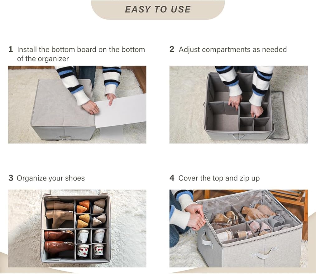 StorageWorks Shoe Organizer for Closet, Fits up to 16 Pairs, Shoe Cubby Storage - Image 3