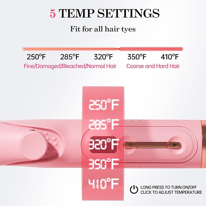Hahahope Airflow 2 in 1 Straightener and Curler- 360° Airflow Styler Curling Iron, 1.25" Flat Iron Hair Straightener and Curler 2 in 1 for Short Long Hair, 5 Temps,Dual Voltage,Light Pink