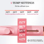 Hahahope Airflow 2 in 1 Straightener and Curler- 360° Airflow Styler Curling Iron, 1.25" Flat Iron Hair Straightener and Curler 2 in 1 for Short Long Hair, 5 Temps,Dual Voltage,Light Pink