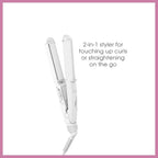 Conair Travel Flat Iron and Curler, 2-in-1 Tool, Portable Hair Straightener and Hair Curler in White by Travel Smart