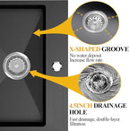 Black Kitchen Sink, Stainless Steel Drop In 15x17x9 Inch Single Bowl Topmount - Image 4
