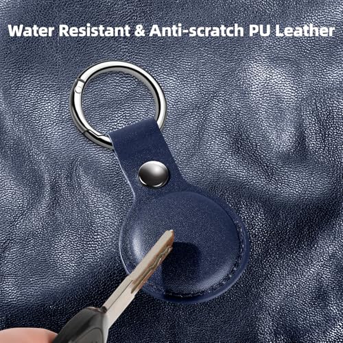 Leather Airtag Holder (Black/Dark Blue/Yellow/Red)