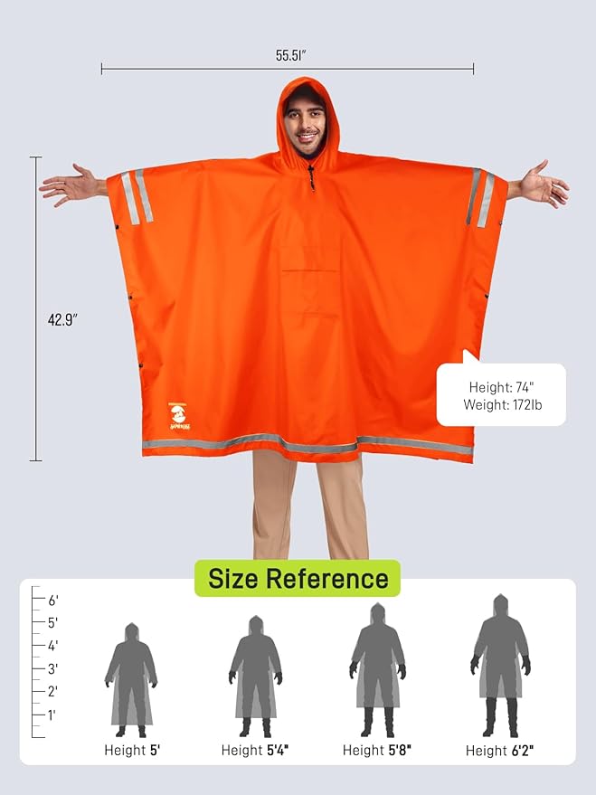 SaphiRose Hooded Rain Poncho Waterproof Raincoat Jacket - Image 2