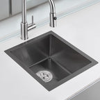 POPFLY 15×17 Inch Black Bar Sink, 304 Stainless Steel Single Bowl 8 Inch Deep - Image 2