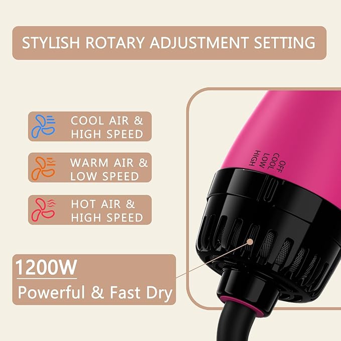 Hair Dryer Brush Blow Dryer Brush in One, Upgraded 4 in 1 Hair Dryer and Styler Volumizer with Negative Ion Anti-frizz Ceramic Titanium Barrel Hot Air Hair Straightener Brush