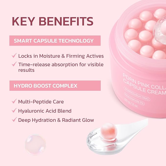 PDRN Pink Collagen Capsule Cream – Salmon PDRN - Dual Texture Barrier Repair Moisturizer | Salmon DNA + 5% Niacinamide 2oz
