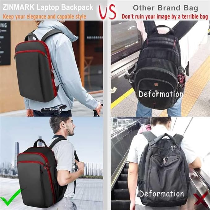 ZINMARK Slim Expandable 15 15.6 16 Inch Laptop Backpack Anti Theft Travel - Image 3