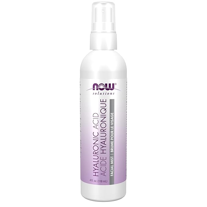 NOW Foods Solutions, Hyaluronic Acid Hydration Facial Mist with Aloe Vera and Cucumber Extracts, 4-Ounce
