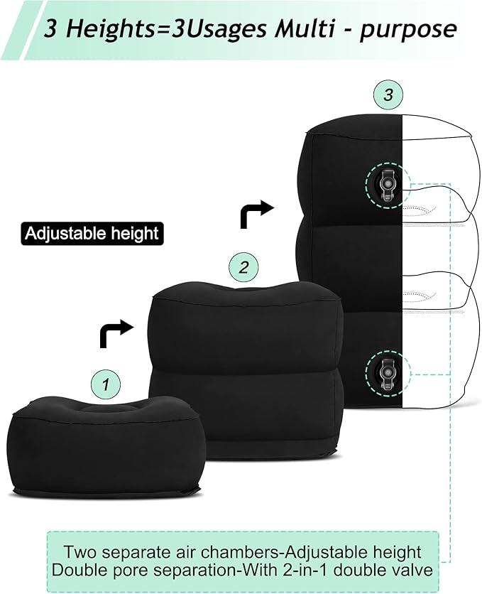 JefDiee Inflatable Travel Foot Rest Pillow, Kids Airplane Bed, Adjustable 3 - Image 5