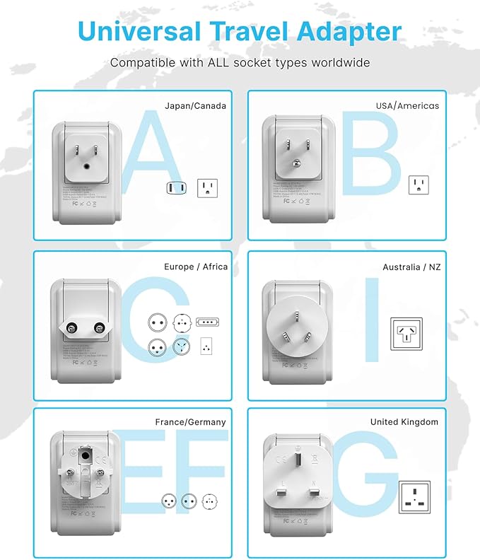 VINTAR Universal Travel Adapter Kit, International Power Adapter - Image 2